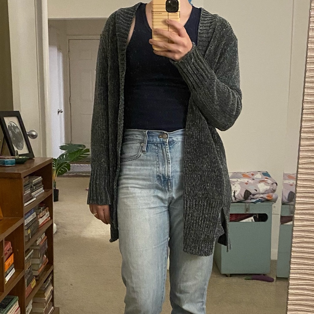 Cozy Sage Green Chenille Cardigan